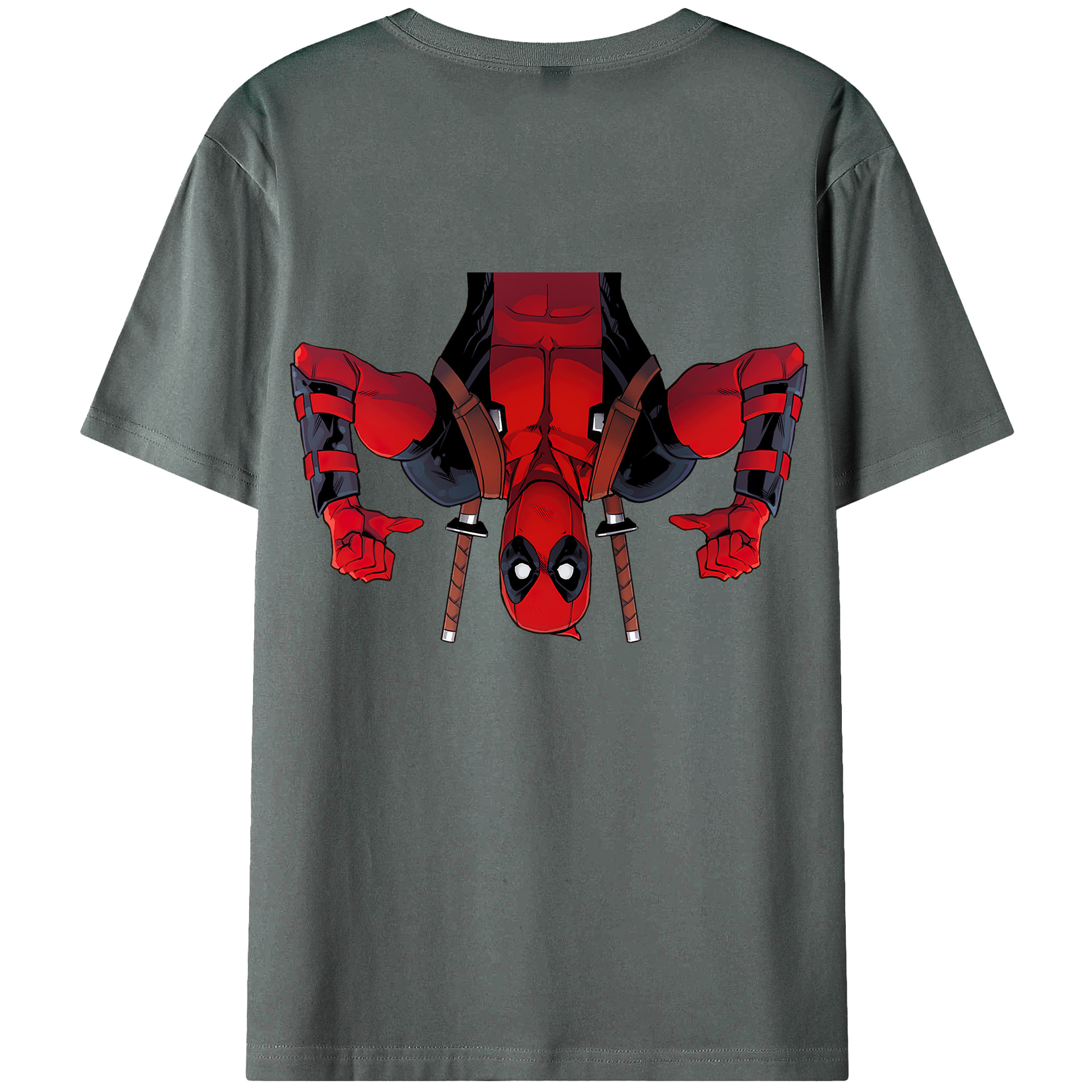 （画像用） Deadpool デッドプール 綿100％ メンズ半袖Tシャツ（バックプリント） 通気性
